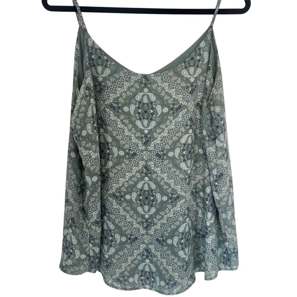 Pink Republic Boho Sage Green Paisley Camisole Tank Top Women's XXL Lined - Picture 3 of 7